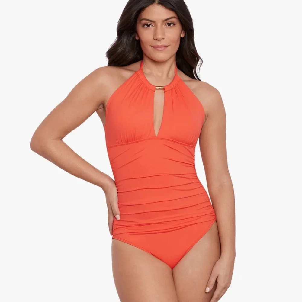 Lauren Ralph Lauren Beach Club Solids High Neck One Piece Swimsuit Sz 6
